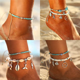 IF ME Bohemian Star Beads Stone Anklets for Women Vintage woven Rope Pendant Bracelet on Leg Anklet Beach Ankle Jewelry New Gift