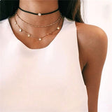 IF ME Vintage Multilayer Crystal Pendant Necklace Women Gold Color Beads Moon Star Horn Crescent Choker Necklaces Jewelry New