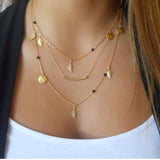 IF ME Vintage Multilayer Crystal Pendant Necklace Women Gold Color Beads Moon Star Horn Crescent Choker Necklaces Jewelry New