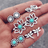 IF ME Vintage Stud Earrings Set Mixed for Women Bohemian Gold Color Leaf Flower Stone Statement Hang Brincos Jewelry 2019 NEW