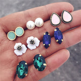 IF ME Vintage Stud Earrings Set Mixed for Women Bohemian Gold Color Leaf Flower Stone Statement Hang Brincos Jewelry 2019 NEW