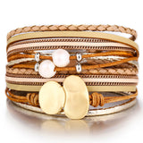 IF YOU Fashion Pearl Multilayer Leather Bracelet Bangle Woman Vintage Charm Pendant Bracelets 2019 Pulseira Jewelry Dropship New