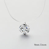 INZATT 925 Sterling Silver Zircon Crystal Pearl Pendant Choker Necklace Transparent Fishing Line 2019 Fashion Jewelry For Women