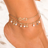 IPARAM Multi Layer Star Pendant Anklet Foot Chain 2019 New Summer Yoga Beach Leg Bracelet Charm Anklets Jewelry Gift