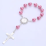 Imitation Pearl Beads Catholic Rosary Catholic Holy Communion silver color Wings Crucifix Pendants Bracelet nice gift