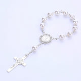 Imitation Pearl Beads Catholic Rosary Catholic Holy Communion silver color Wings Crucifix Pendants Bracelet nice gift