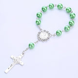 Imitation Pearl Beads Catholic Rosary Catholic Holy Communion silver color Wings Crucifix Pendants Bracelet nice gift