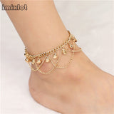 Imixlot Anklets Sandalia Feminina 2019 New Women Gril Tassel Chain Bells Sound Metal Anklet Ankle Bracelet Foot Jewelry Beach