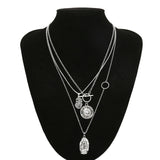IngeSight.Z Boho Multi Layer Chain Pendant Choker Necklace Portrait Coin Virgin Mary Face Fashion Women Statement Jewelry Female