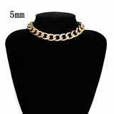 Ingemark Punk Miami Cuban Choker Necklace Collar Statement Hip Hop Big Chunky Aluminum Golden Thick Chain Necklace Women Jewelry