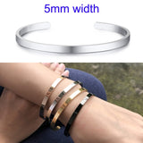 Inspirational Cuff Bracelet Bangle For Women Rose Gold Silver Engraved Mantra Bracelets Wife Fiance Personalized Gifts