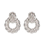 JUJIA Women Earrings Vintage Trendy Shiny Gold Metal Clip Earrings Statement Jewelry Brincos Wholesale