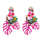 JURAN ZA Multicolored Fashion Resin Flower Long Earrings 2019 New Designs Bohemia Handmade Petal Dangle Earrings For Women Gift