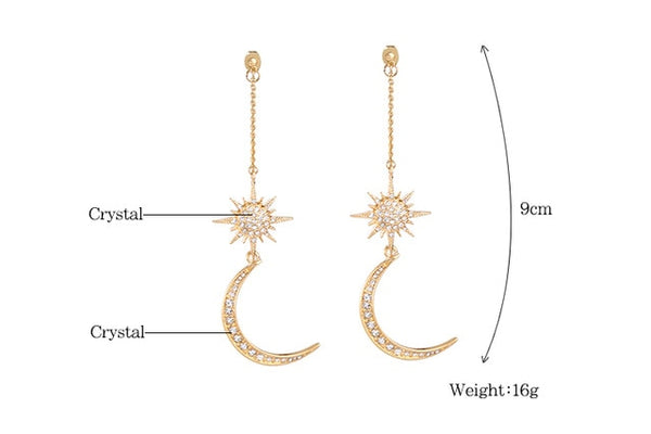 KISS ME Newest Shiny Crystal Star Moon Earrings Charming Earrings for Women 2019 Fashion Jewelry Brincos