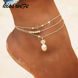 KISSWIFE Ankle Chain Pineapple Pendant Anklet Beaded 2018 Summer Beach Foot Jewelry Fashion Style Anklets for Women