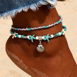 KISSWIFE Vintage Shell Beads Anklets For Women New Multi Layer Anklet Leg Bracelet Bohemian Beach Ankle Chain Jewelry Gift