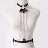 KMVEXO 2019 New Leather Harness Belt Bondage Cage Gothic Chain Body Necklace Women Punk Fashion Cosplay Festival Torques Jewelry