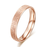 KNOCK High quality Fashion Simple Scrub Stainless Steel Women 's Rings 2 mm Width Rose Gold Color Finger  Gift For Girl Jewelry