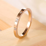 KNOCK Top Quality Concise Zircon Wedding stainless steel material Rose Gold Steel color Ring Never Fade  Jewelry
