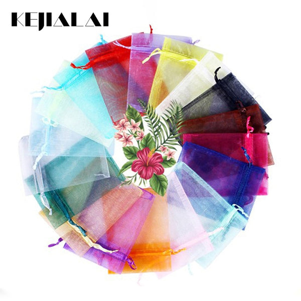 Kejialai 7x9 10x12 10x15 13x18cm 50pcs 17 Colors Jewelry Bag Wedding Gift Organza Jewelry Bag Display Packaging Jewelry Pouches