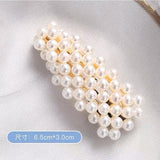 Korean Simulated Pearl Barrettes Beaded Geometric Women Hair Clip Hairgrips Hair Accessories Girls Jewelry Fashion Hair Pins