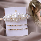 Korean Simulated Pearl Barrettes Beaded Geometric Women Hair Clip Hairgrips Hair Accessories Girls Jewelry Fashion Hair Pins