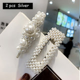 Korean Simulated Pearl Barrettes Beaded Geometric Women Hair Clip Hairgrips Hair Accessories Girls Jewelry Fashion Hair Pins