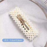 Korean Simulated Pearl Barrettes Beaded Geometric Women Hair Clip Hairgrips Hair Accessories Girls Jewelry Fashion Hair Pins