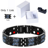 LITTLE FROG Drop Ship 2018 Double Row Negative ion Germanium Blue Bracelet for Man Titanium Carbon Fiber Bracelets Bangles Gift