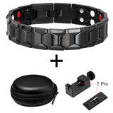 LITTLE FROG Health Magnetic Therapy Bracelet Men Jewelry Black 316L Stainless Steel 4 Elements Bracelets & Bangles 10239