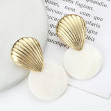 LOVBEAFAS 2019 Fashion Earrings For Women Round Shell Drop Earrings Metal Charming Bohemian boucles d'oreilles pour les femmes