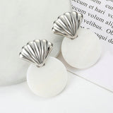 LOVBEAFAS 2019 Fashion Earrings For Women Round Shell Drop Earrings Metal Charming Bohemian boucles d'oreilles pour les femmes