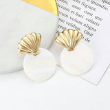 LOVBEAFAS 2019 Fashion Earrings For Women Round Shell Drop Earrings Metal Charming Bohemian boucles d'oreilles pour les femmes