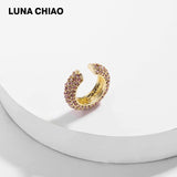 LUNA CHIAO 2019 Popular Crystal Rhinestone Metal Pearl Ear Cuff Stackable Cuff Earrings Set for Women