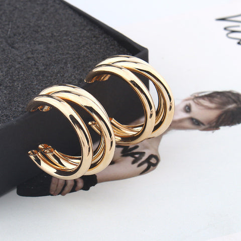 LUSION Brand Metal Elegant Hoop Earring Woman 2019 New Vintage Gold Color Cheap korean Statement Earrings Accessories brincos