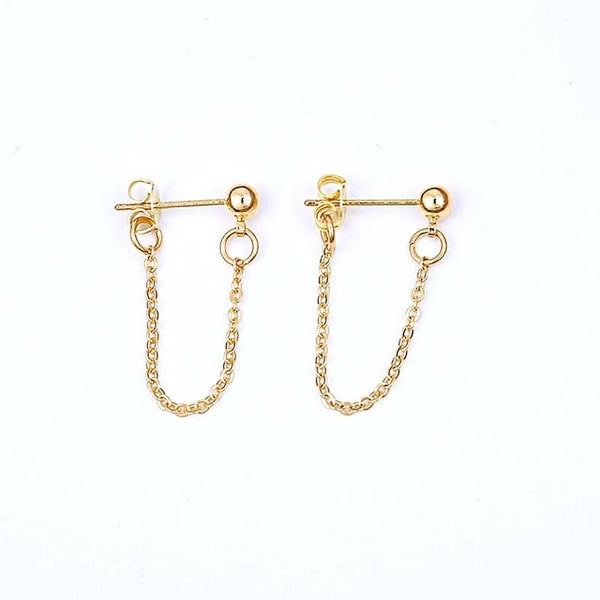 LWONG 4mm Gold Color Ball Chain Ear Jacket Earrings for Women Minimalist Ear Cuff Earrings Simple Thin Chain Wrap Earrings Gifts
