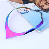 LZHLQ 2020 Fashion V Shape 3 Colors Rock Street Torques Colar Girl Punk Power collar Choker Necklace Statement Women Jewelry