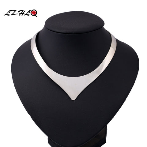 LZHLQ 2020 Fashion V Shape 3 Colors Rock Street Torques Colar Girl Punk Power collar Choker Necklace Statement Women Jewelry