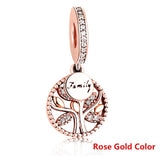 Luxury 925 Sterling Silver FAMILY TREE WITH CUBIC ZIRCONIA Bead Charms Fit Original Pandora Charm Bracelet DIY Authentic Jewelry