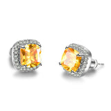 Luxury Female Crystal Zircon Stone Earrings Fashion 925 Sterling Silver Filled Jewelry Vintage Double Stud Earrings For Women