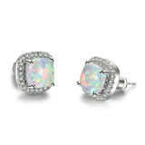 Luxury Female Crystal Zircon Stone Earrings Fashion 925 Sterling Silver Filled Jewelry Vintage Double Stud Earrings For Women