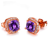 Luxury Female Crystal Zircon Stone Earrings Fashion 925 Sterling Silver Filled Jewelry Vintage Double Stud Earrings For Women