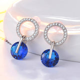 Luxury Female White Round Stud Earrings Fashion 925 Silver Wedding Jewelry Double Crystal Zircon Earrings For Women