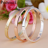 Luxury Stainless Steel Cuff Bracelets&Bangles Top Gold Color Brand CZ  Crystal Buckle Love Charm Bracelet For Women Jewelry Hot