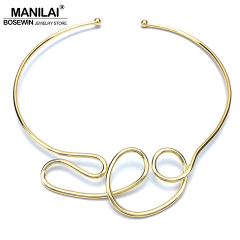 MANILAI Geometric Alloy Chokers Necklaces For Women Fashion Jewelry Bib Collar Necklace Statement Punk Design