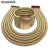 MANILAI Hot Boho Collar Necklace Jewelry Sets Fashion Magnetism Button Multilayer Choker Necklaces Bracelets Set Women Bijoux