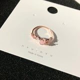 MENGJIQIAO 2019 New Korean Sweet Heart Flower Cubic Zircon Adjustable Rings For Women Girls Fashion Party Crystal Bague Jewelry