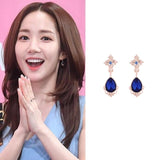 MENGJIQIAO 2019 New Korean TV Star Elegant Crystal Long Trassel Drop Earrings For Women Circle Water Drop Oorbellen Party Jewery
