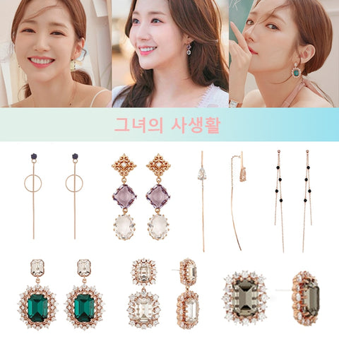 MENGJIQIAO 2019 New Korean TV Star Elegant Crystal Long Trassel Drop Earrings For Women Circle Water Drop Oorbellen Party Jewery
