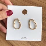 MENGJIQIAO 2019 Punk Simple Design Matte Metal Hoop Earrings For Women Statement Jewelry Irregular Circle Brincos Jewelry